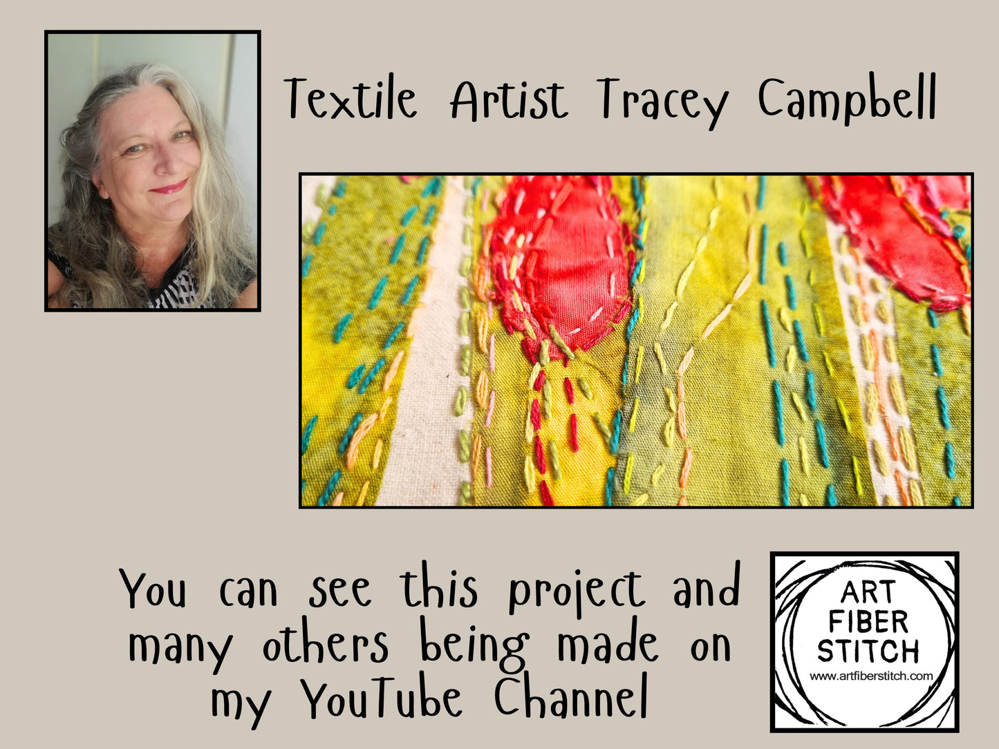 Blooming Spring - Original Artwork Textile Art Fabric Art Slow Stitch Embroidery Finished Picture of Tulip Flowers in rich colour.