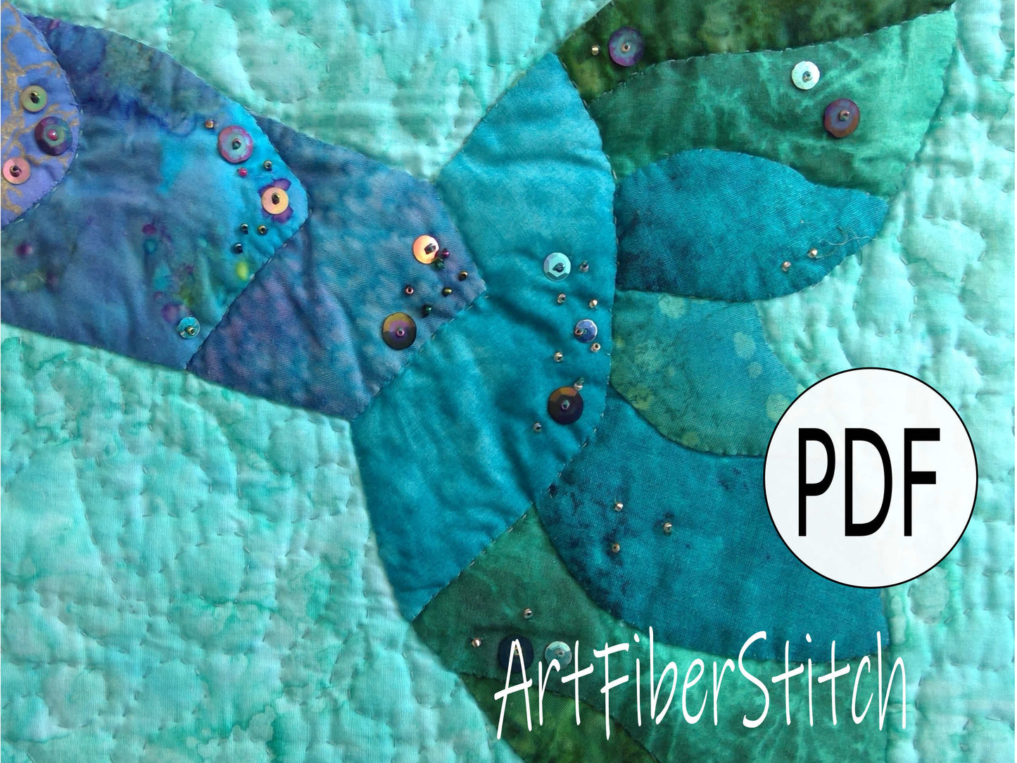 Mermaid Tails a appliqued and quilted PDF wall hanging pattern Instant download Childs Wall hanging Mini Quilt Hand sewing Embroidery design