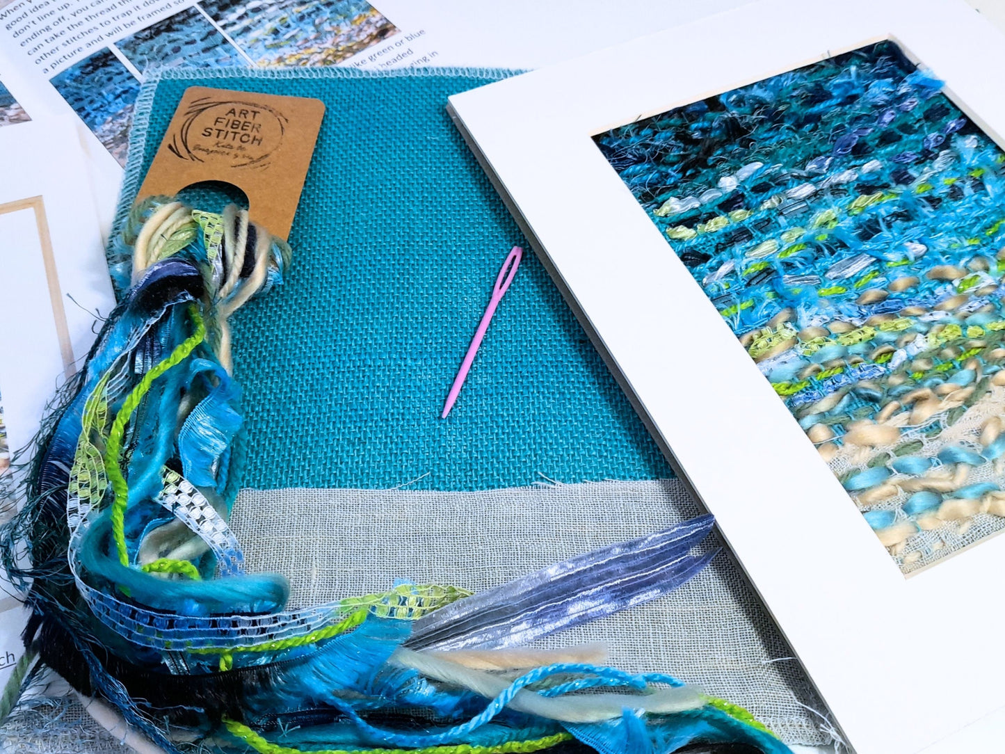 Blue Lagoon Fabric Art Kit, Beginners Embroidery, easy sewing project, Kids craft, Childrens sewing, Creative Mindful Stitch Therapy