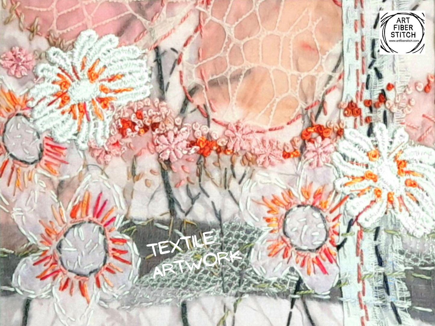 Original Artwork Textile Art Fabric Art Slow Stitch Embroidery Finished Picture Ideal creative gift called “Pastel Shadows”
