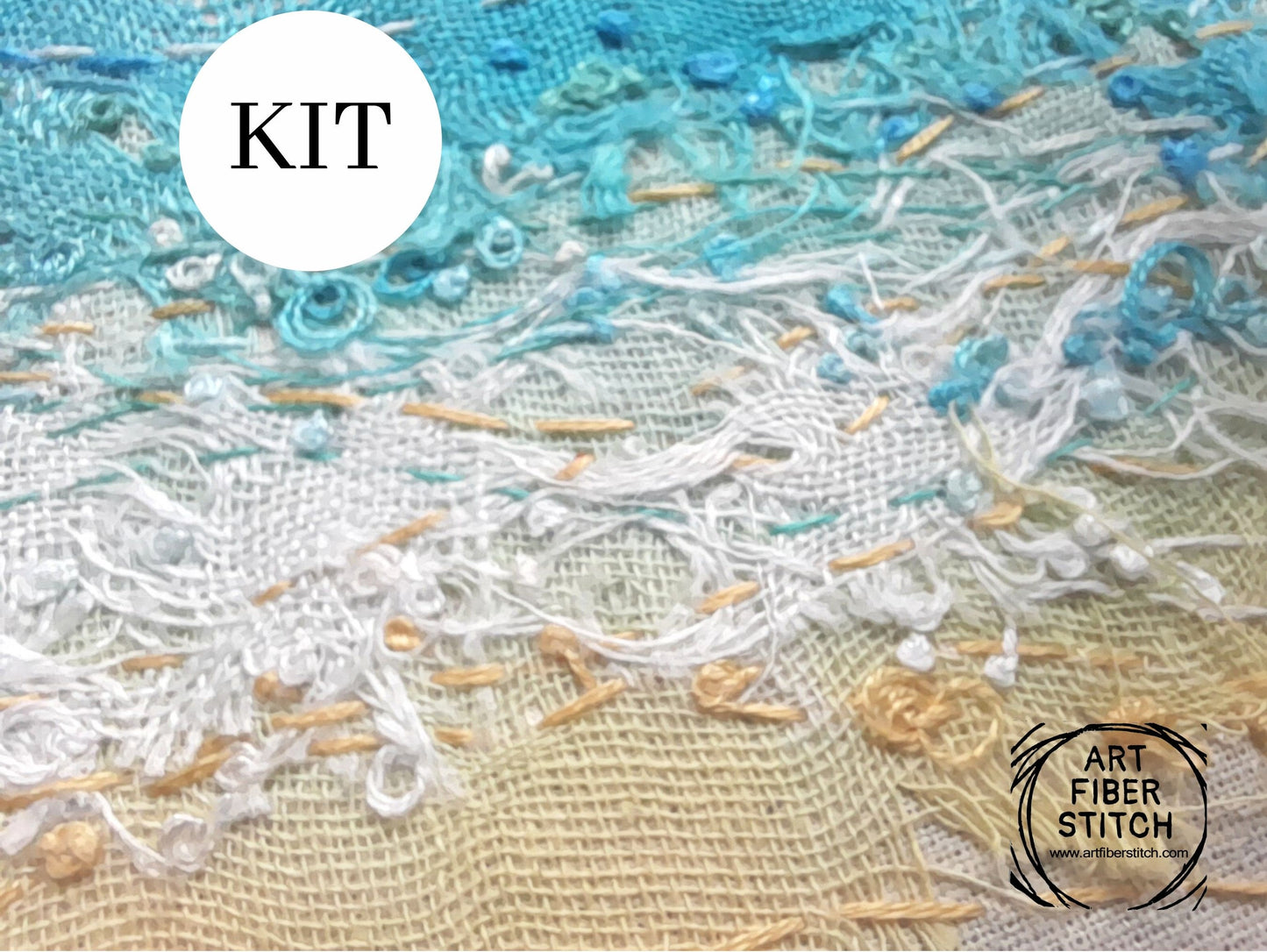 Impressionist embroidery kit, hand dyed linen, fabric manipulation, Easy Sewing Project Textile Art Creative Mindful Stitch Therapy kit