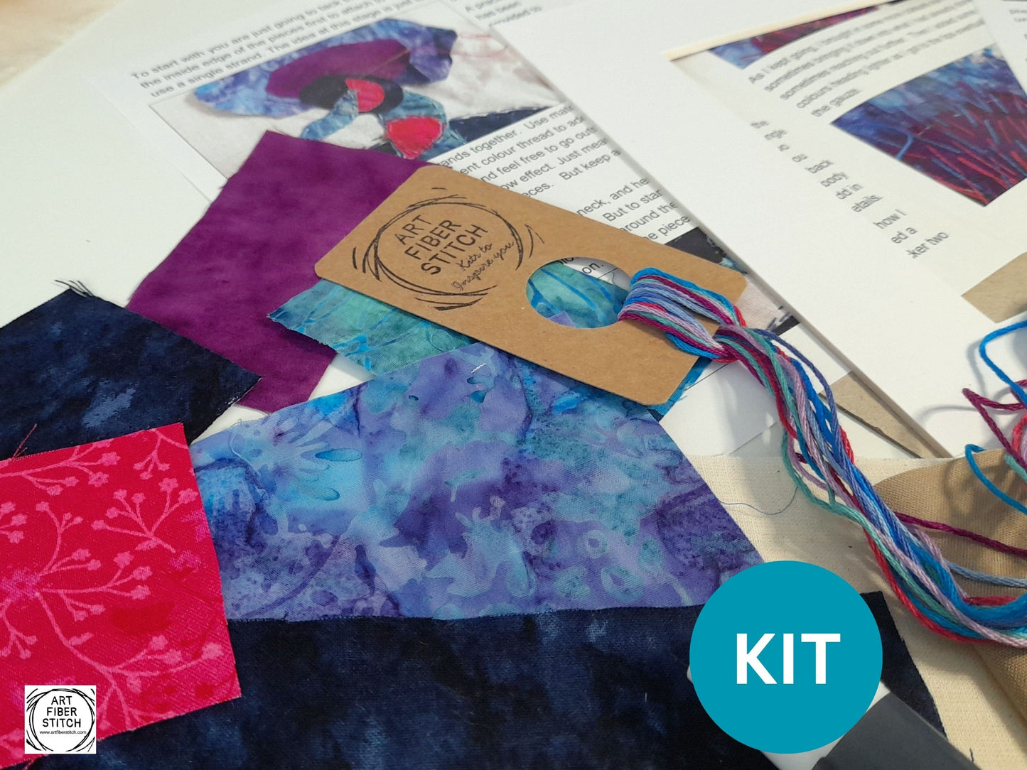 Crazy Crane Slow Stitching Kit, Beginners Embroidery, easy sewing project, Fabric Collage, Mindful Craft, Stitch Therapy