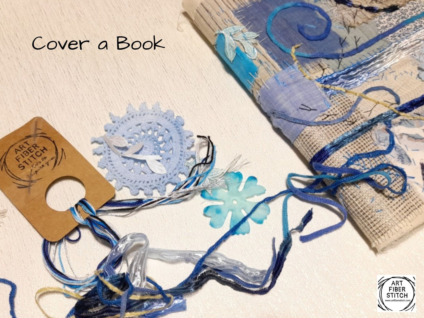 Fabric Collage, Slow Stitching Kit, Textile Craft, Beginners Embroidery, easy sewing project, Junk Journal, Fabric Journal, Scraps