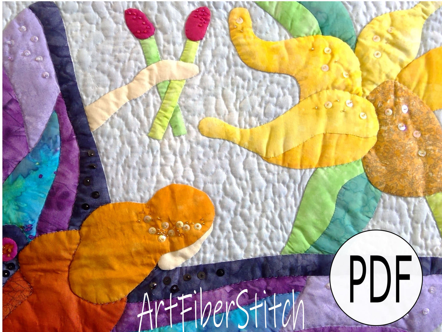 Fairy Dreams a PDF pattern of a fairy in the garden Applique and Quilted instant download design Childs wall hanging mini quilt Embroidery