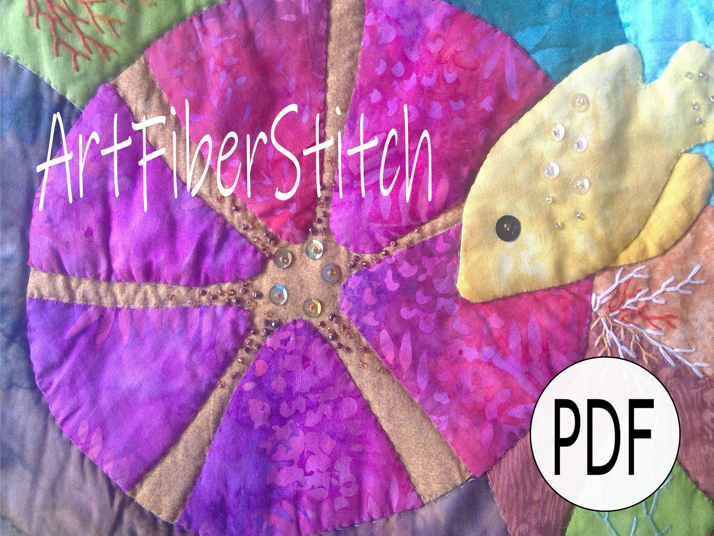 Reef Life Underwater PDF applique and quilting pattern Instant download Sea Wall hanging Mini Quilt Hand sewing Embroidery design pattern