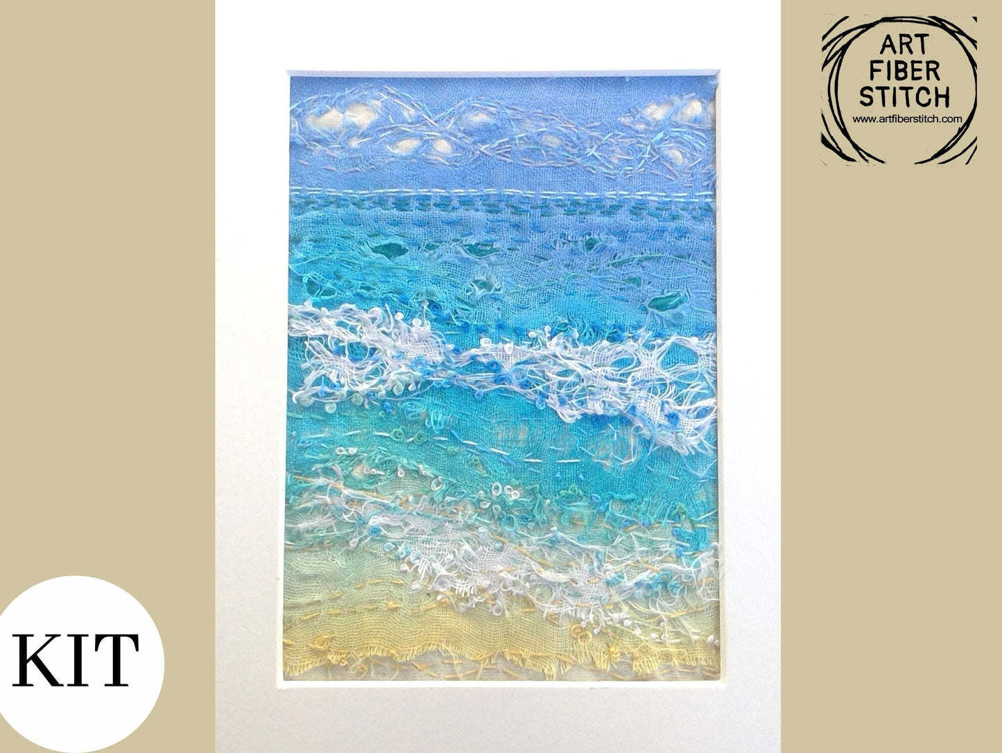 Impressionist embroidery kit, hand dyed linen, fabric manipulation, Easy Sewing Project Textile Art Creative Mindful Stitch Therapy kit