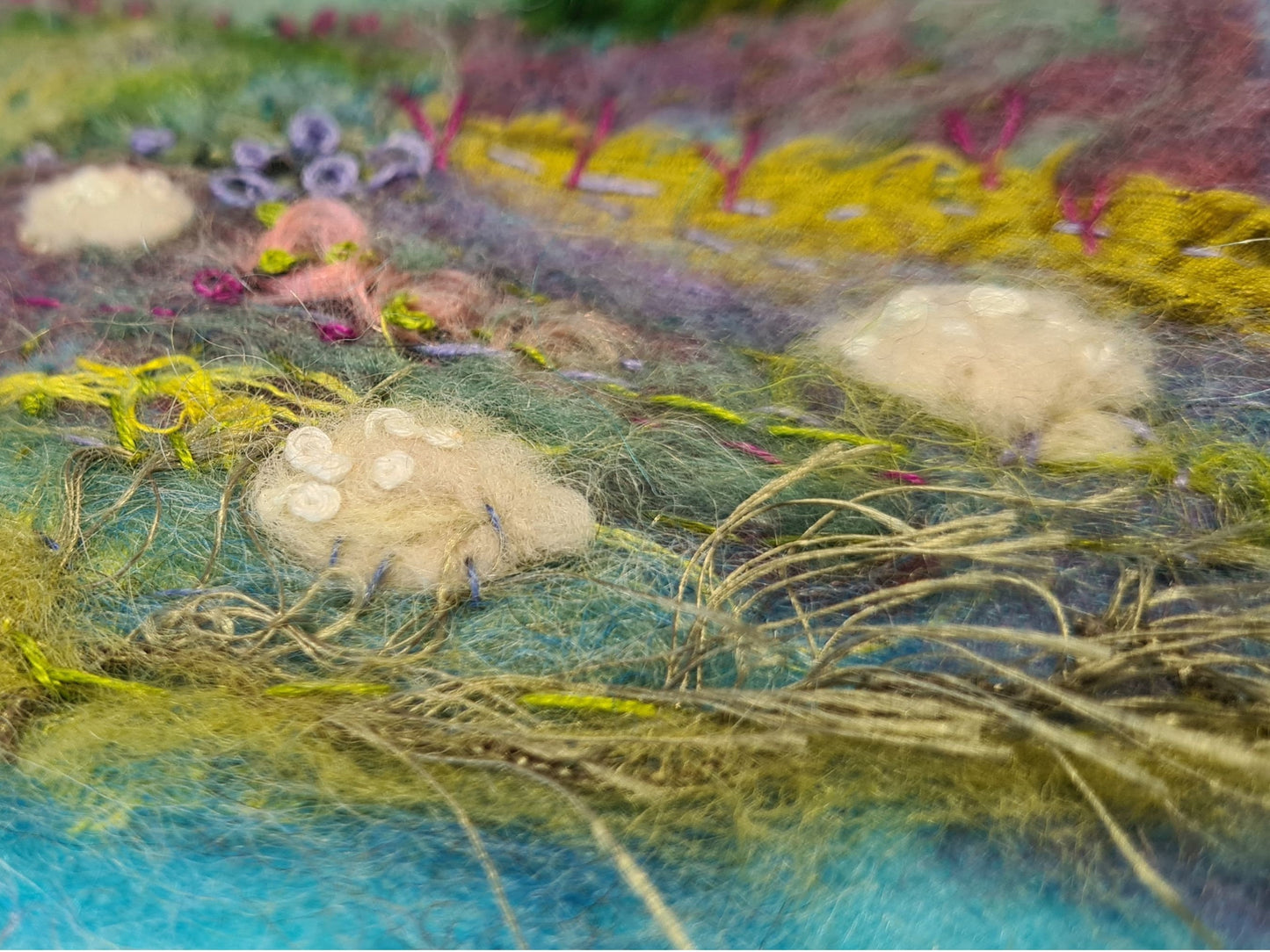 Hills of Heather Needle felted wool art picture kit. Painting with wool, Fiber art Felt Landscape Needle felt art