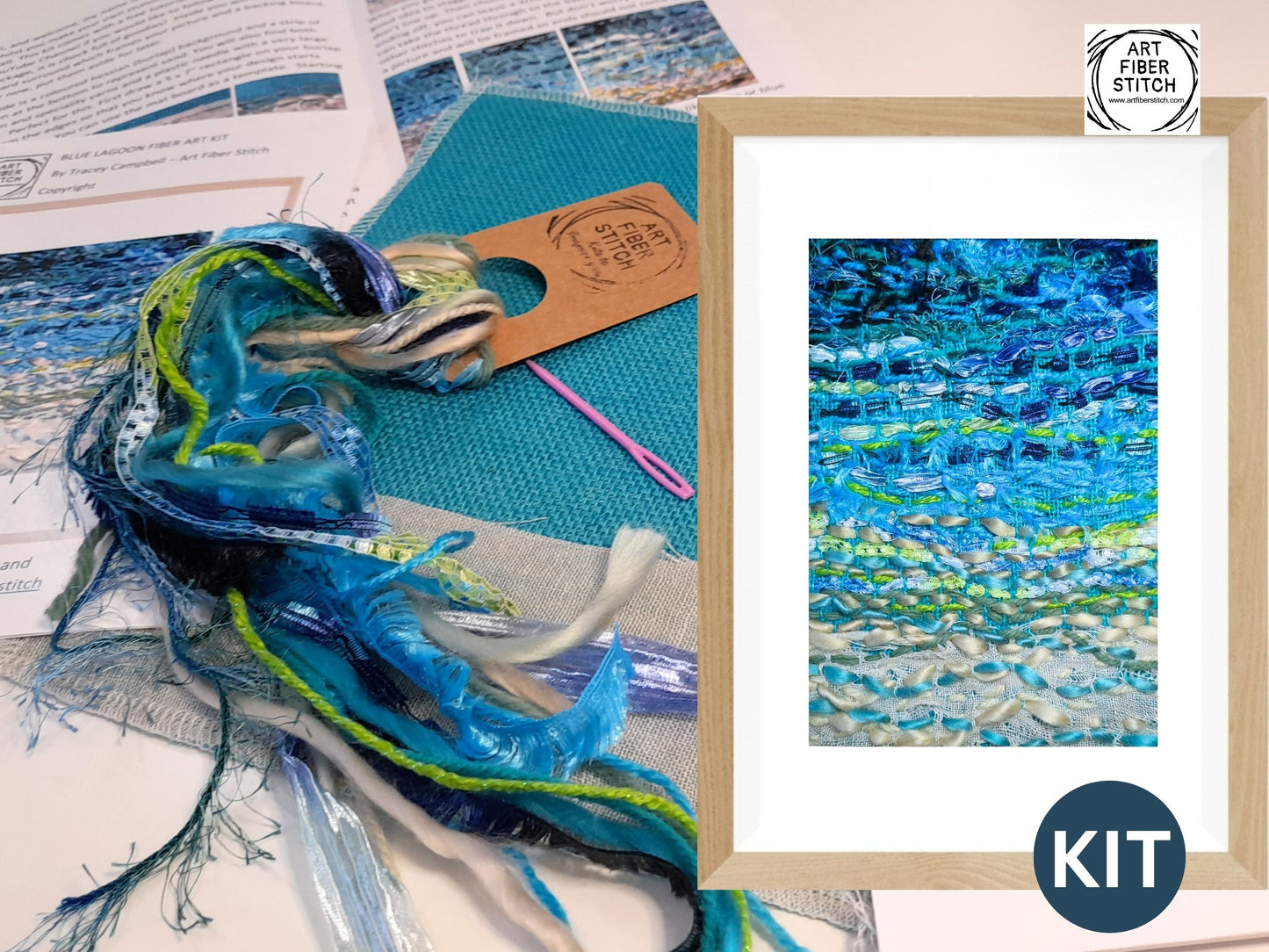 Blue Lagoon Fabric Art Kit, Beginners Embroidery, easy sewing project, Kids craft, Childrens sewing, Creative Mindful Stitch Therapy