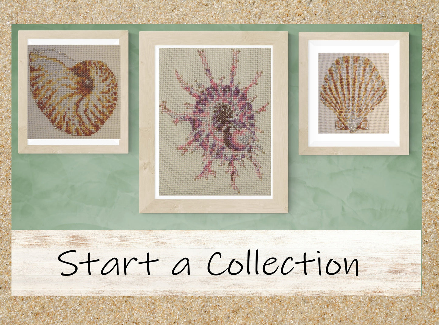 Nautilus Cross Stitch Pattern PDF, X Stitch pattern Instant Download, Shell embroidery tutorial, Embellished x-stitch sampler PDF