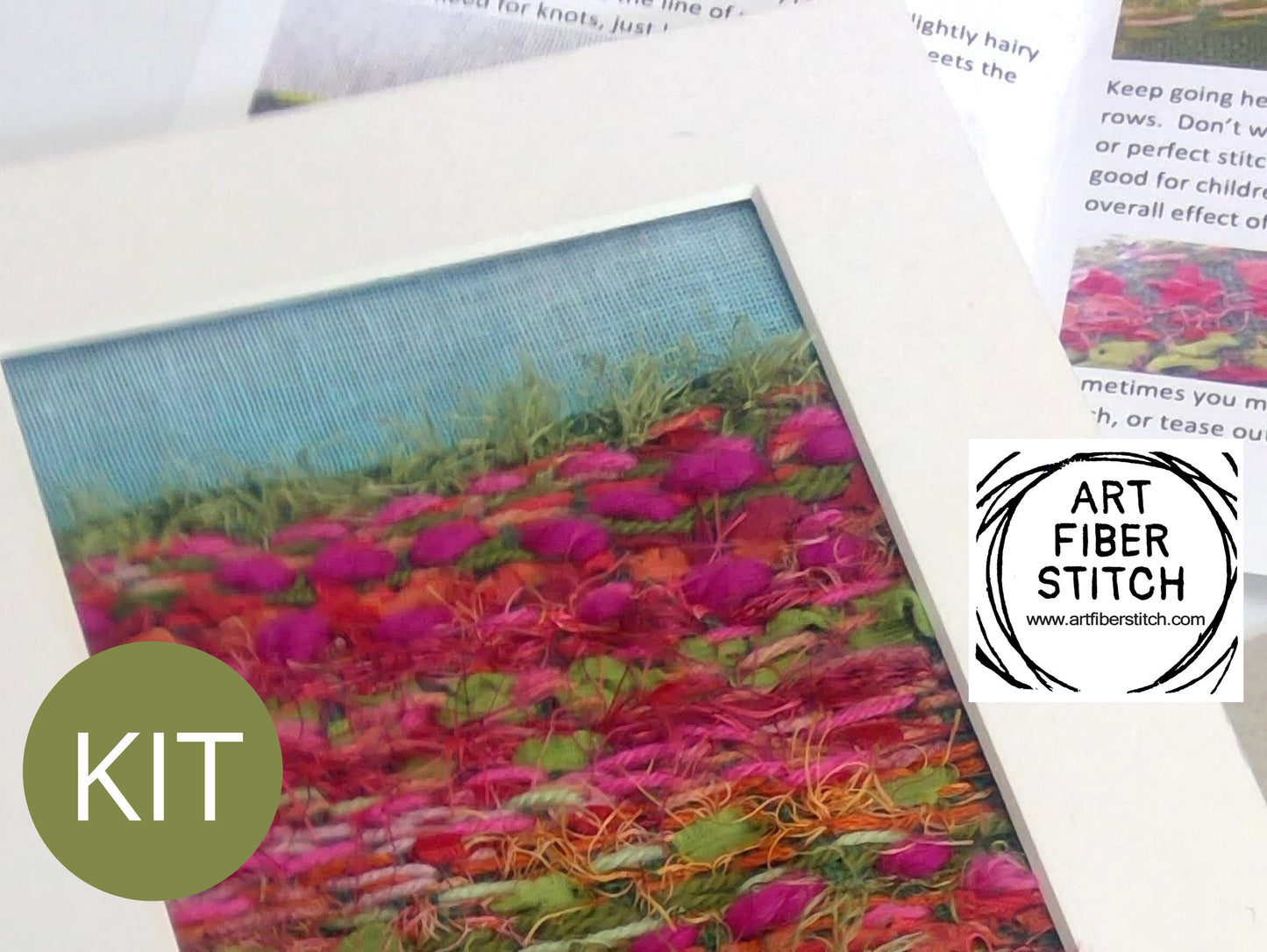 Field of Flowers Fabric Art Kit, Beginners Embroidery, easy sewing project, Kids craft, Childrens sewing, Creative Mindful Stitch Therapy