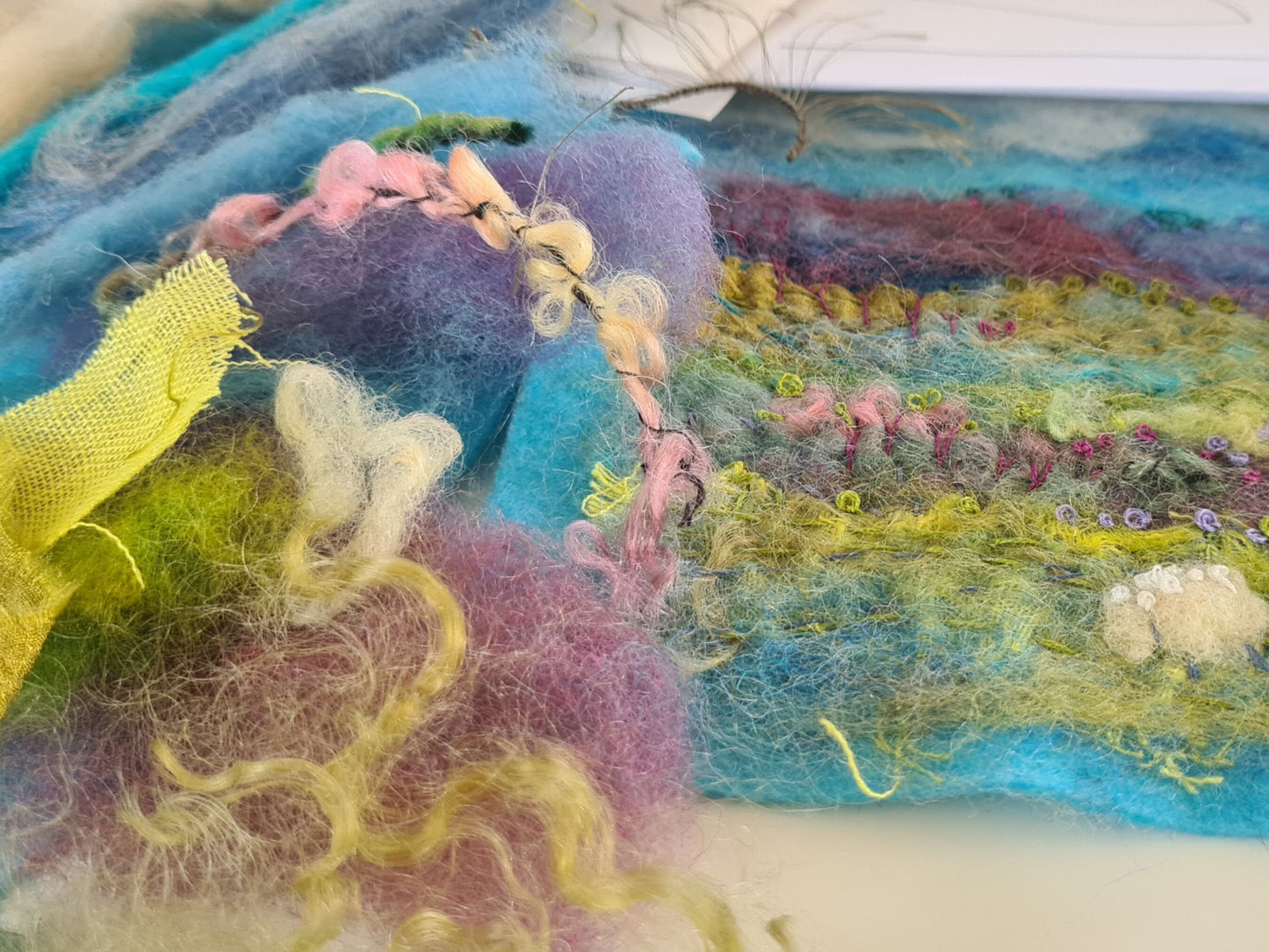 Hills of Heather Needle felted wool art picture kit. Painting with wool, Fiber art Felt Landscape Needle felt art