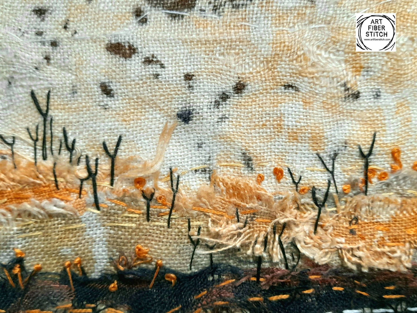 Eco printed fabric embroidery kit, hand dyed linen, fabric manipulation, Easy Sewing Project Textile Art Creative Mindful Stitch Therapy kit