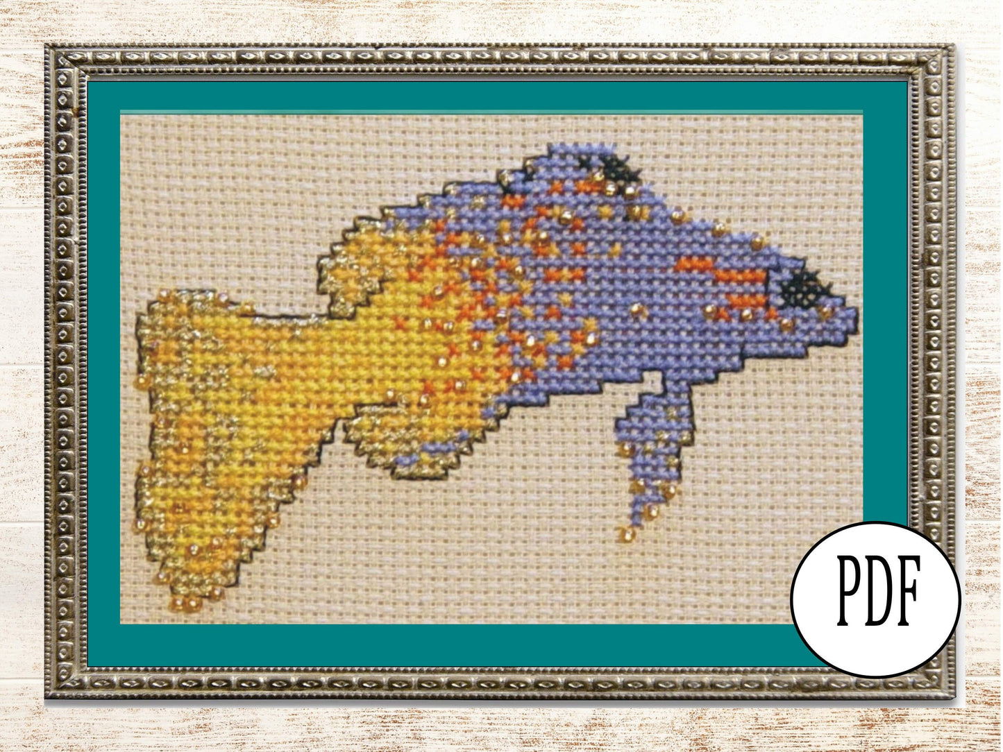 Gramma Loreto  Cross Stitch Pattern PDF,  X Stitch pattern Instant Download, embroidery tutorial, Embellished x-stitch sampler Tropical fish