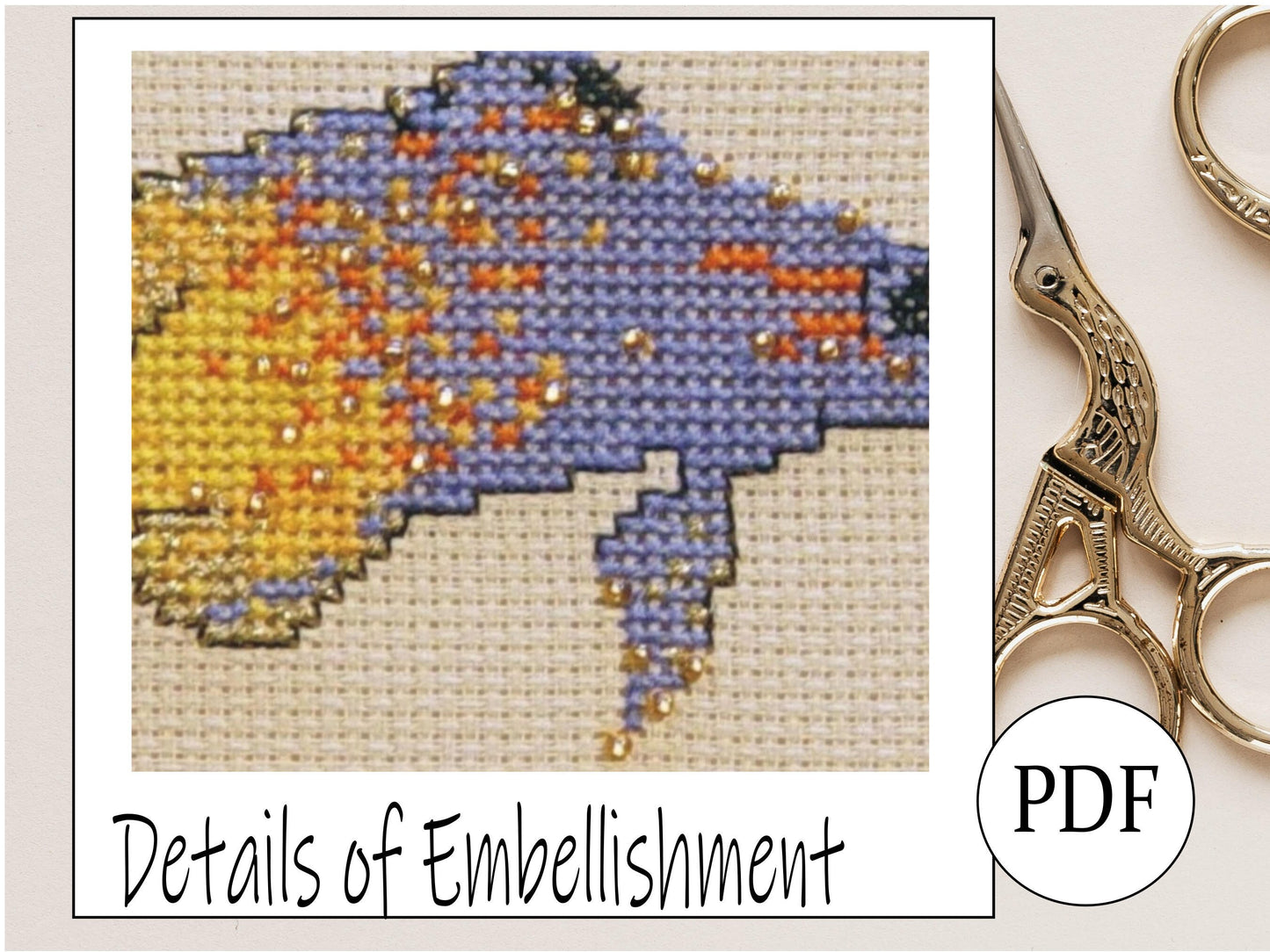 Gramma Loreto  Cross Stitch Pattern PDF,  X Stitch pattern Instant Download, embroidery tutorial, Embellished x-stitch sampler Tropical fish