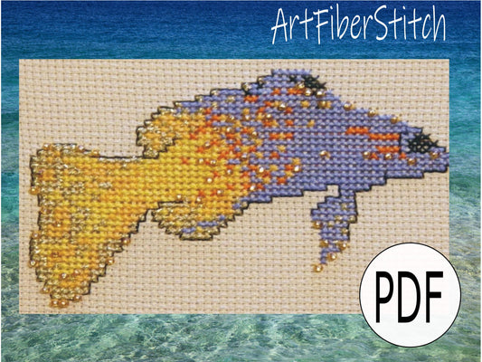 Gramma Loreto  Cross Stitch Pattern PDF,  X Stitch pattern Instant Download, embroidery tutorial, Embellished x-stitch sampler Tropical fish