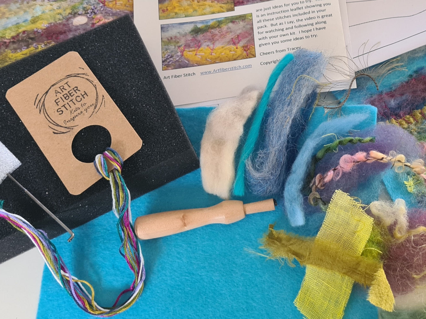 Hills of Heather Needle felted wool art picture kit. Painting with wool, Fiber art Felt Landscape Needle felt art